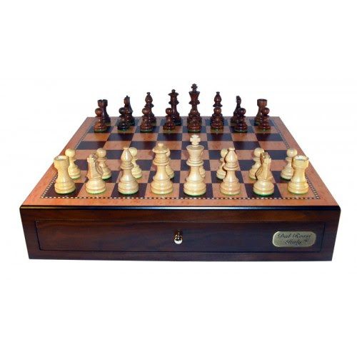 Chess Set - Brown Walnut Shiny Board with 85mm Pieces - Mind Games