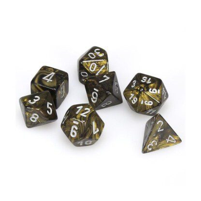 Dice Set - 4-20 - Leaf Black-Gold w/Silver