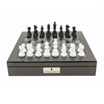 Chess Board - 40cm - Black and White Carbon Fibre Box - Image 3