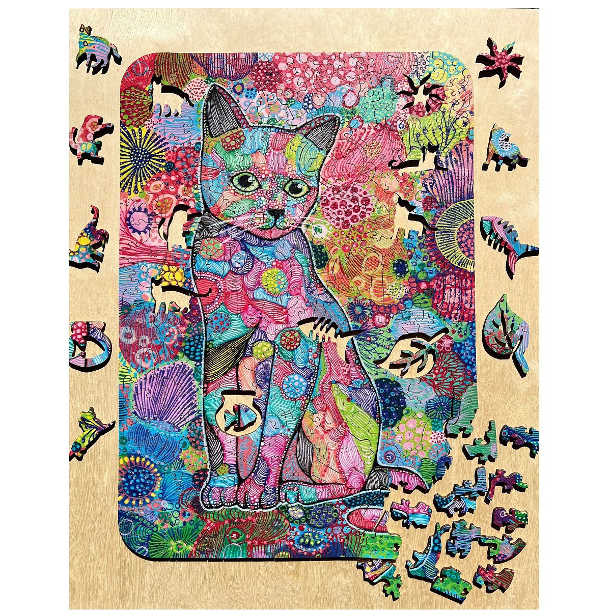 Wooden Jigsaw Puzzle - 309 pieces - Carefree Cat - artist artwork – Twigg  Puzzles