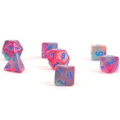 Dice Set - 4-20 - Gemini Luminary Gel Green - Pink/Blue - Image 2