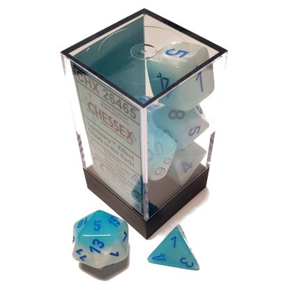 Dice Set - 4-20 - Gemini Luminary Pearl Turquoise - White/Blue - Image 2