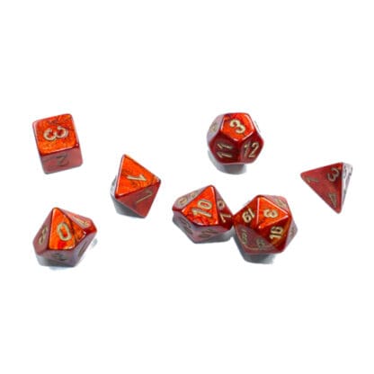 Dice Set - 4-20 - Mini Scrab Scarlet w/Gold