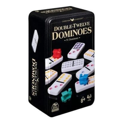 Dominoes - Double 12 Coloured with Mexican Train in Tin